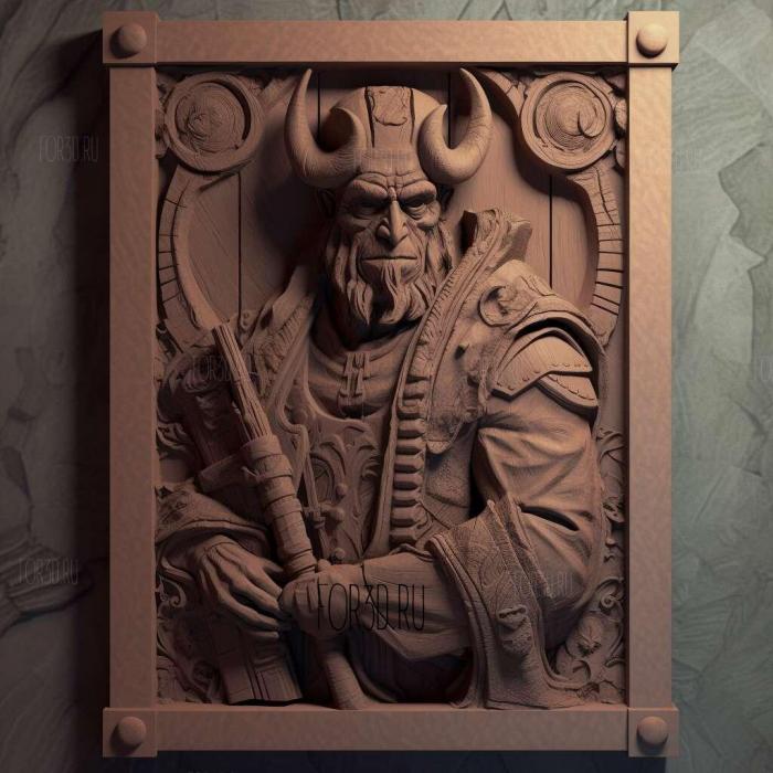 Hellboy 1 stl model for CNC